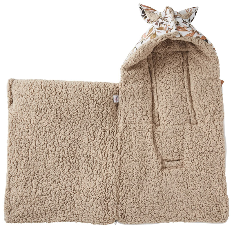Nid d’ange en coton imprimé feuillages doublé sherpa ourson – Image 2