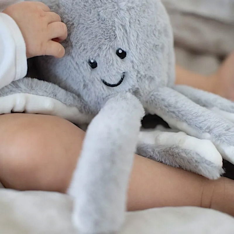 Peluche enfant bruits blancs pieuvre grise – Image 2