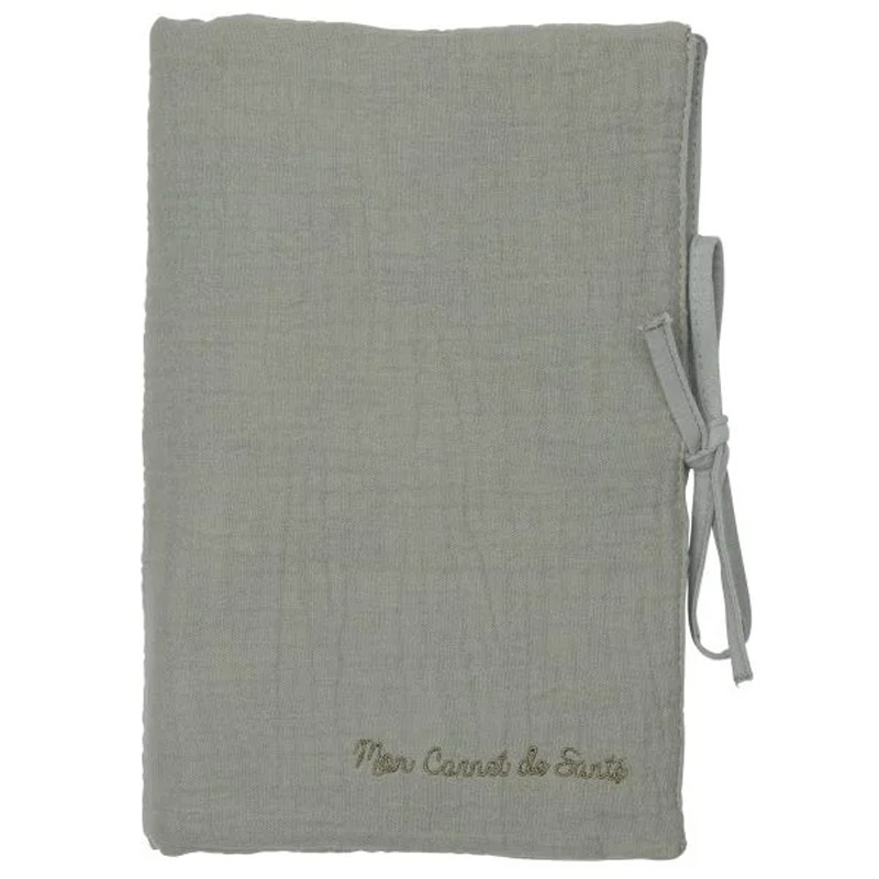 Protège carnet de santé gaze de coton vert de gris