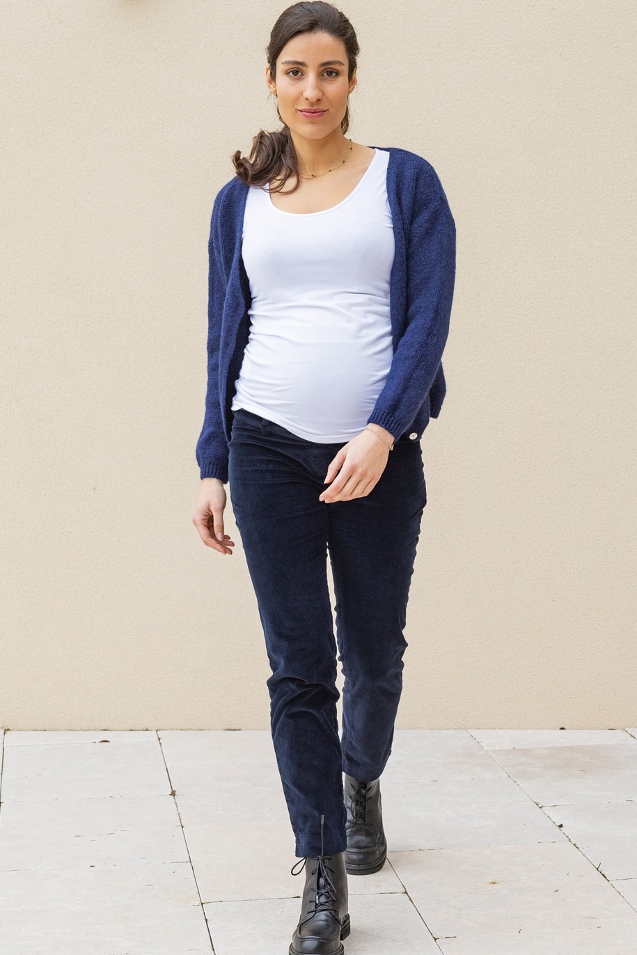 Pantalon Velours coupe droite marine