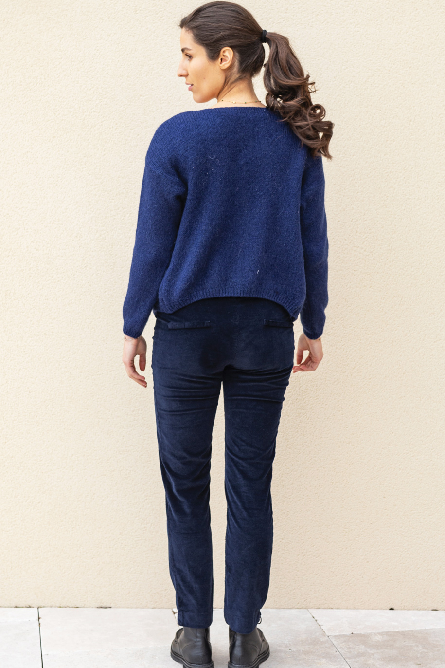 Pantalon Velours coupe droite marine – Image 3