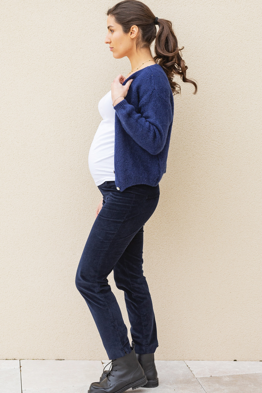 Pantalon Velours coupe droite marine – Image 4