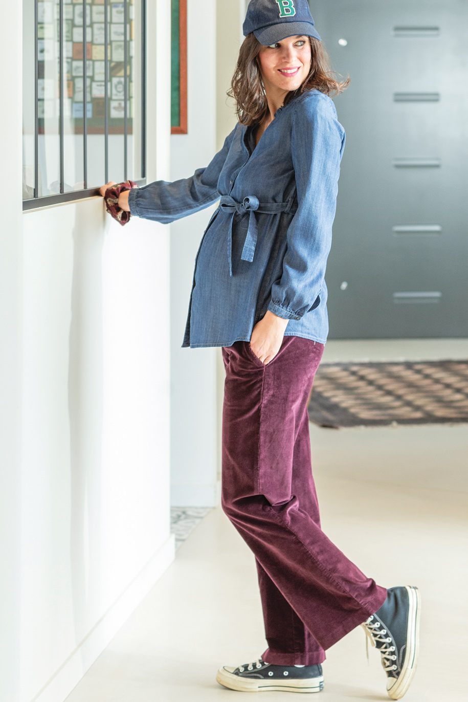 Pantalon Velours figue – Image 2