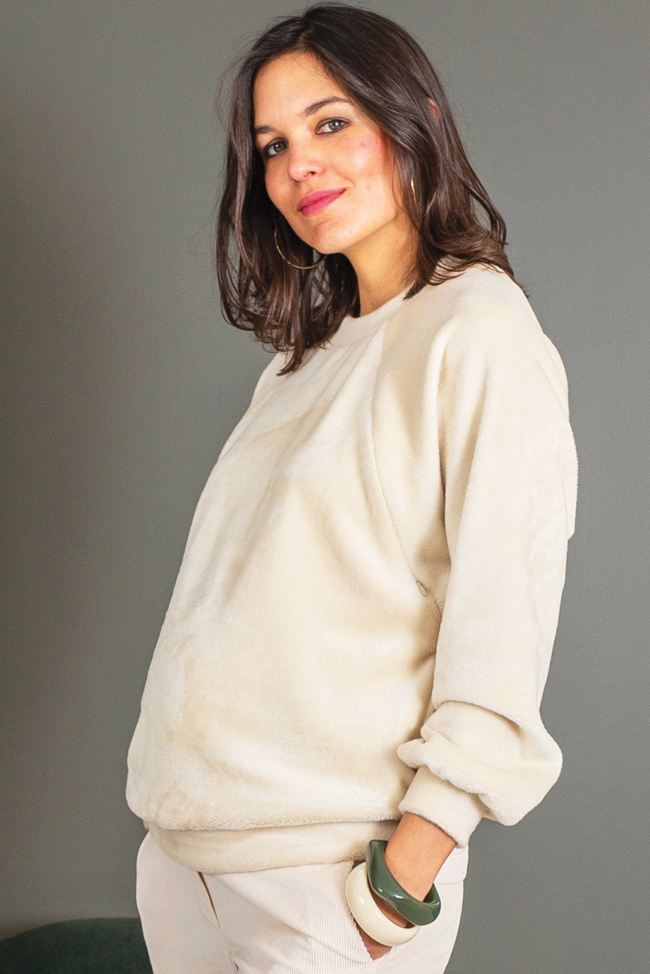 Pull fausse fourrure Ecru