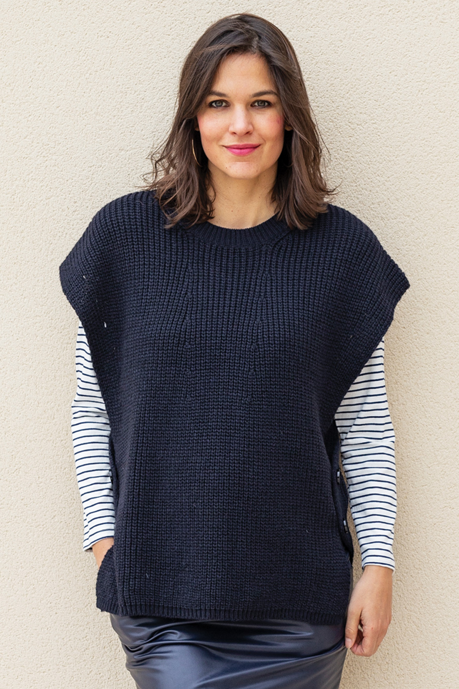 Pull sans manche navy – Image 3