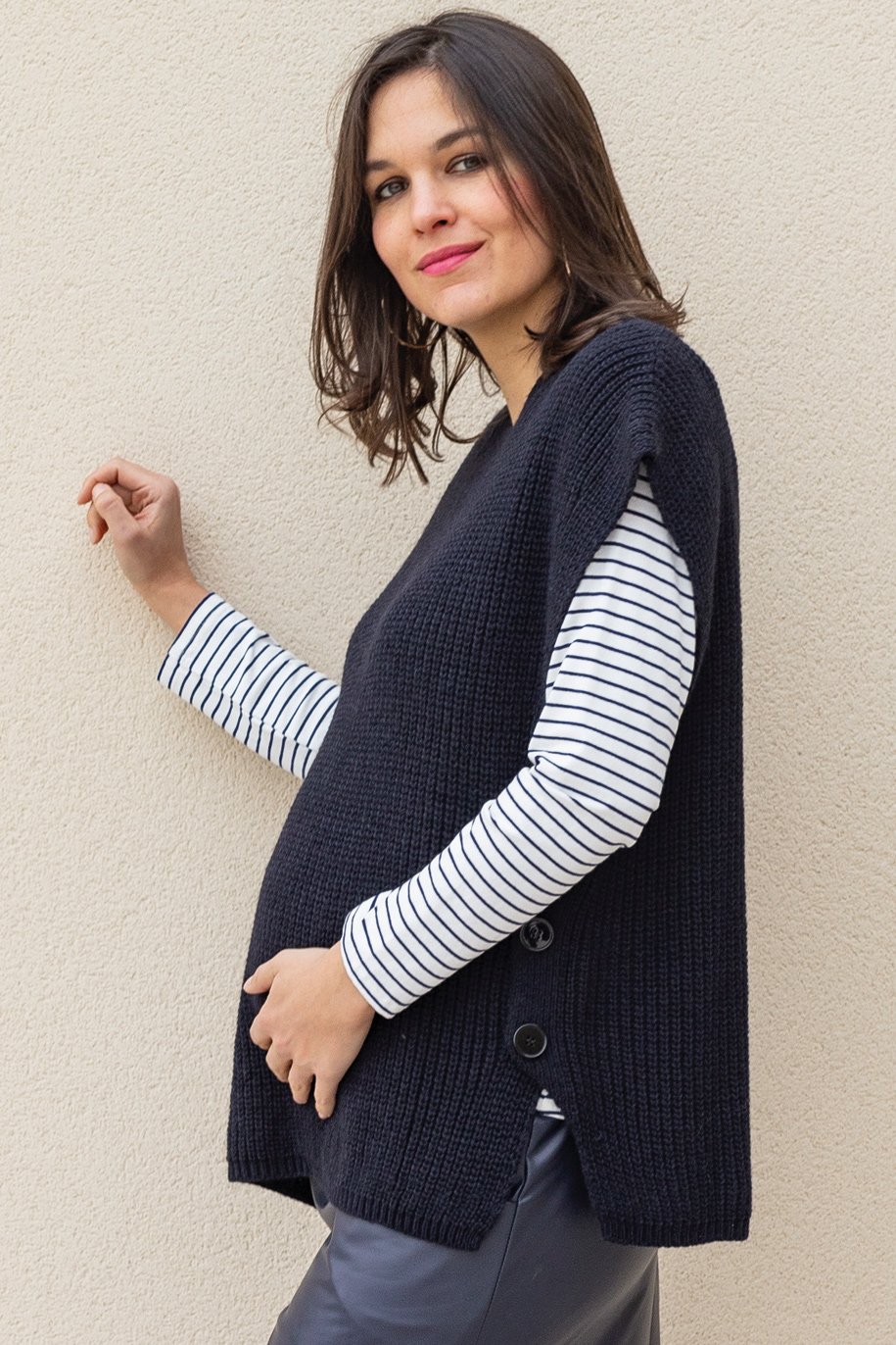 Pull sans manche navy – Image 5
