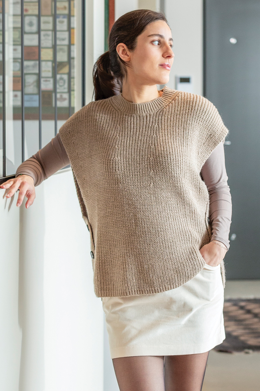 Pull sans manche taupe