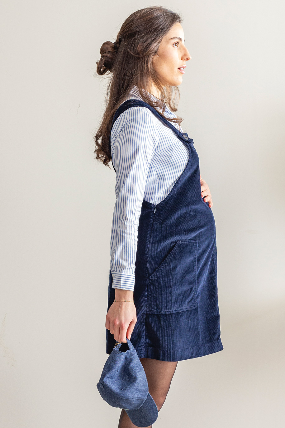 Robe salopette en velours marine – Image 3