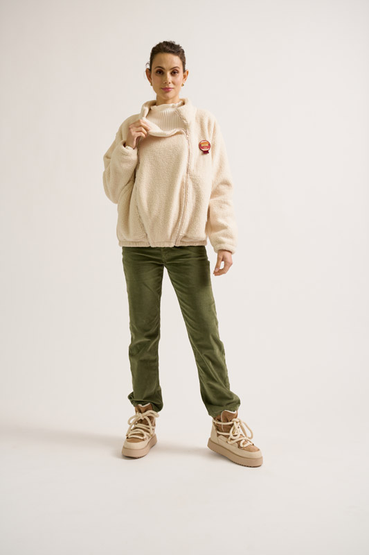 Veste polaire de grossesse et portage mixte Beige