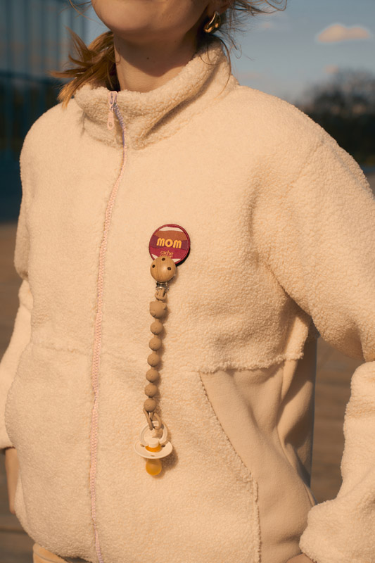 Veste polaire de grossesse et portage mixte Beige – Image 4