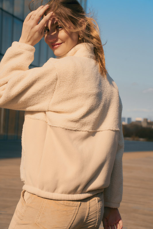 Veste polaire de grossesse et portage mixte Beige – Image 5