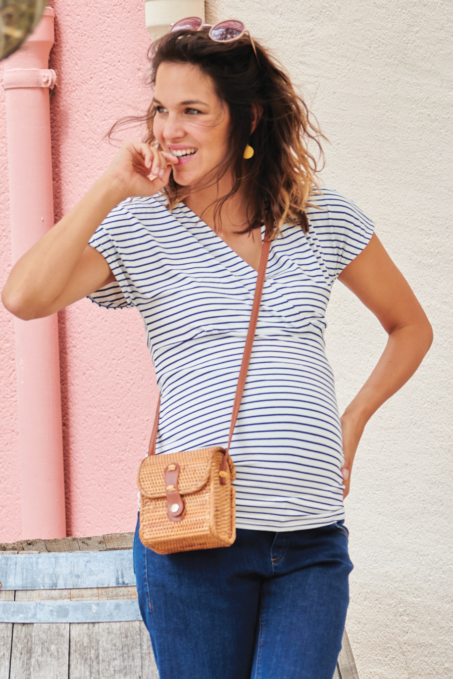 Top Kimono grossesse et allaitement (Tomette/Milk/Marin) – Image 4