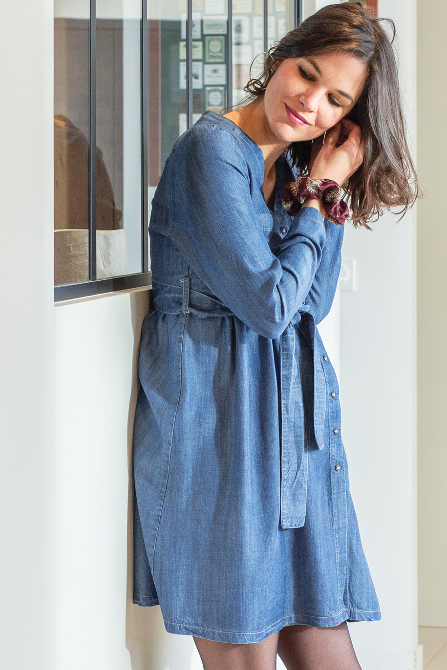 Robe chemisier jean délavé – Image 3